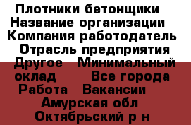 Плотники-бетонщики › Название организации ­ Компания-работодатель › Отрасль предприятия ­ Другое › Минимальный оклад ­ 1 - Все города Работа » Вакансии   . Амурская обл.,Октябрьский р-н